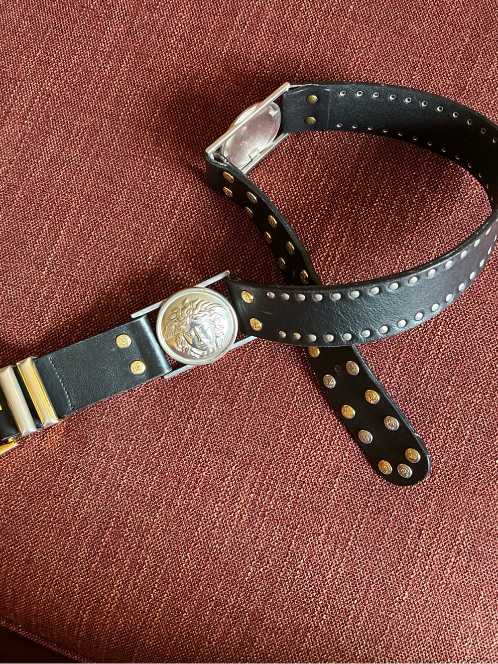 Black Studded Versace Leather studded belt